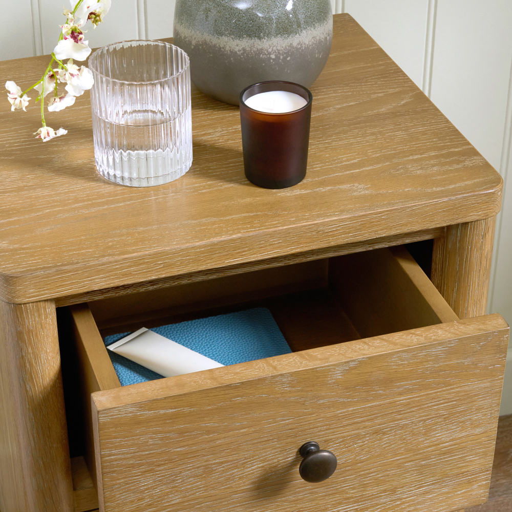 Adina 2 Drawer Bedside, Weathered Oak